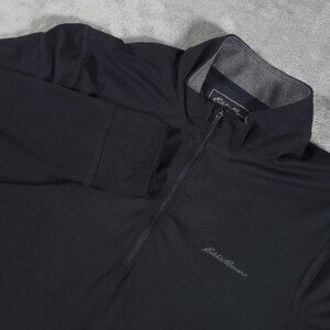 Eddie Bauer Shirt Mens Medium Black FreeHeat Pullover 1/4 Zip Active Base Layer